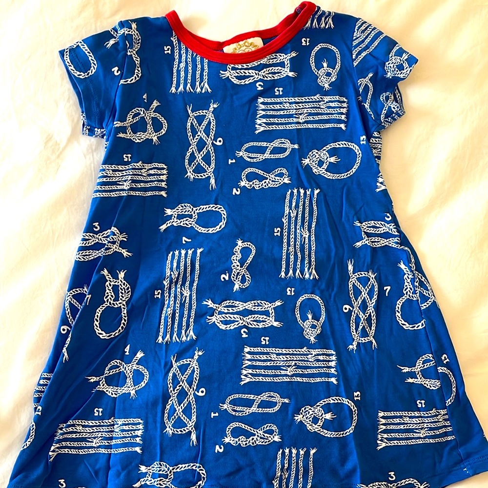 TBBC blue knot Polly play dress size 5t VGUC